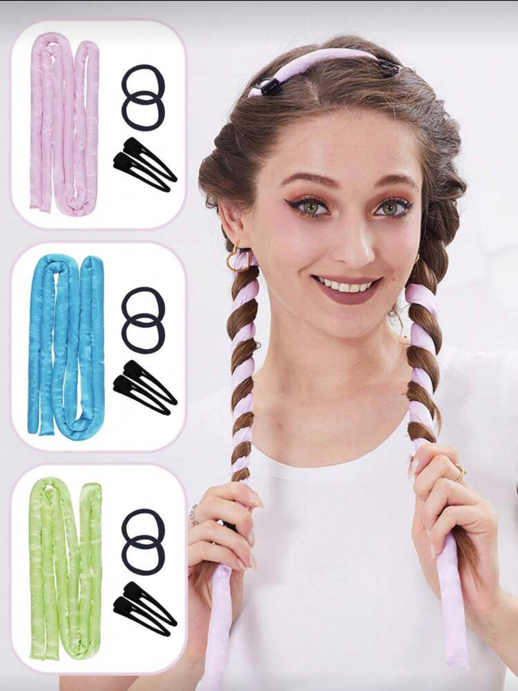 Heatless Hair Curler - Fairy Pink