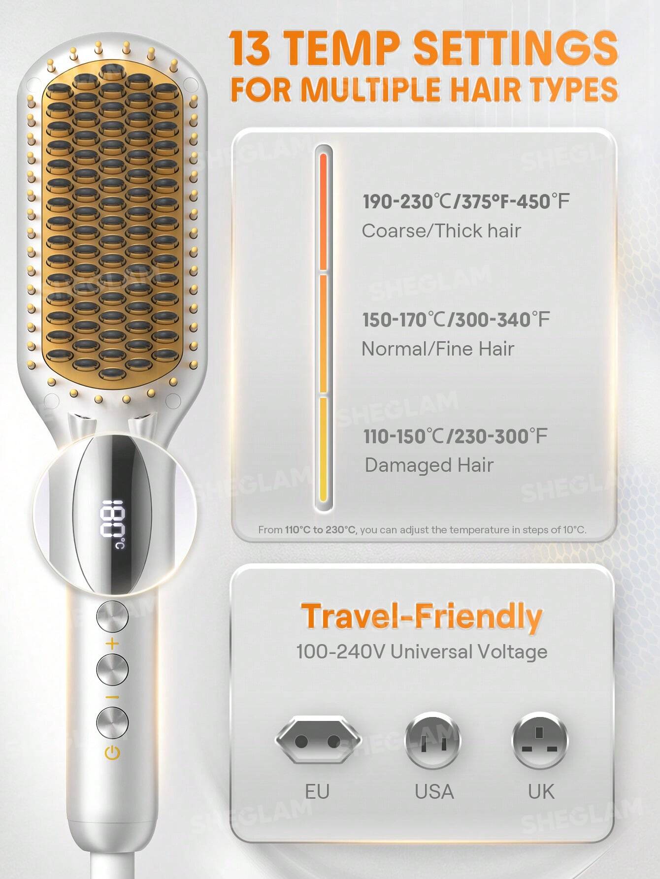 Sleek Chic Triple Grip Straightening Brush | SHEGLAM