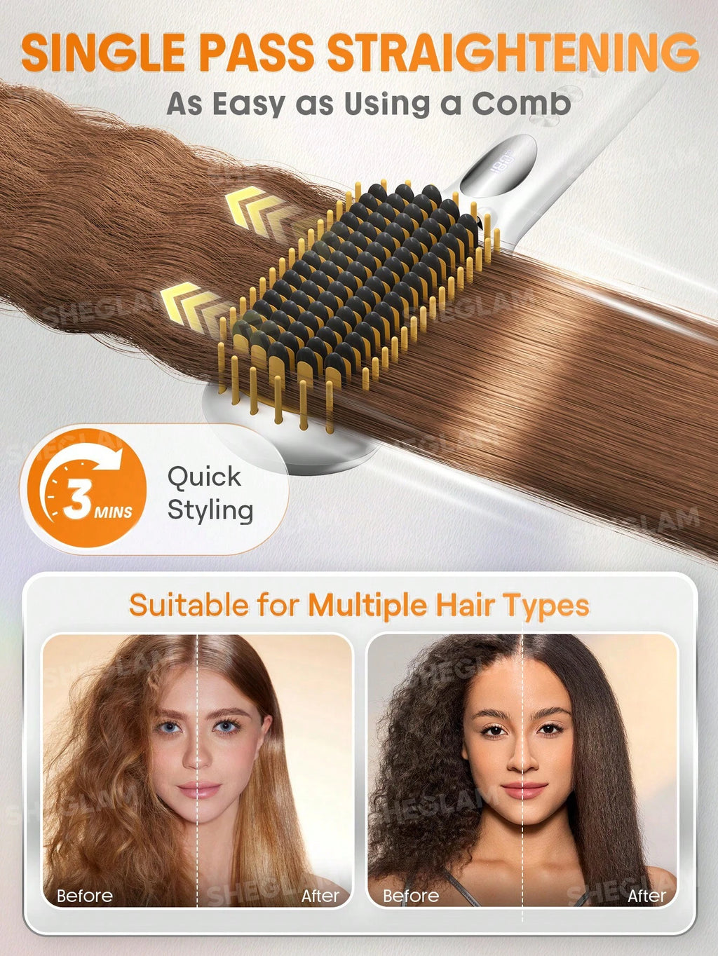 Sleek Chic Triple Grip Straightening Brush | SHEGLAM