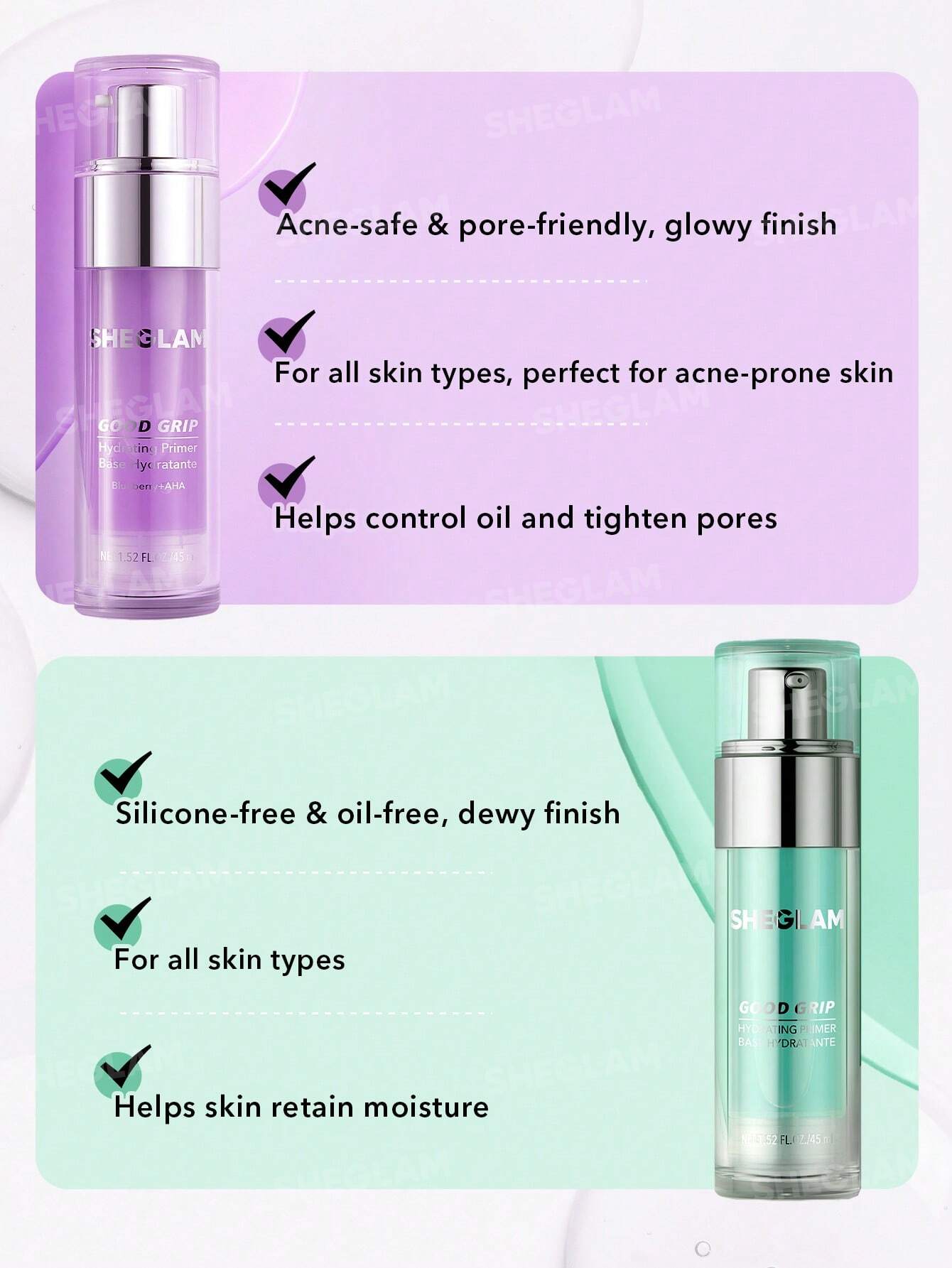 Good Grip Hydrating Primer-Blueberry + AHA | SHEGLAM