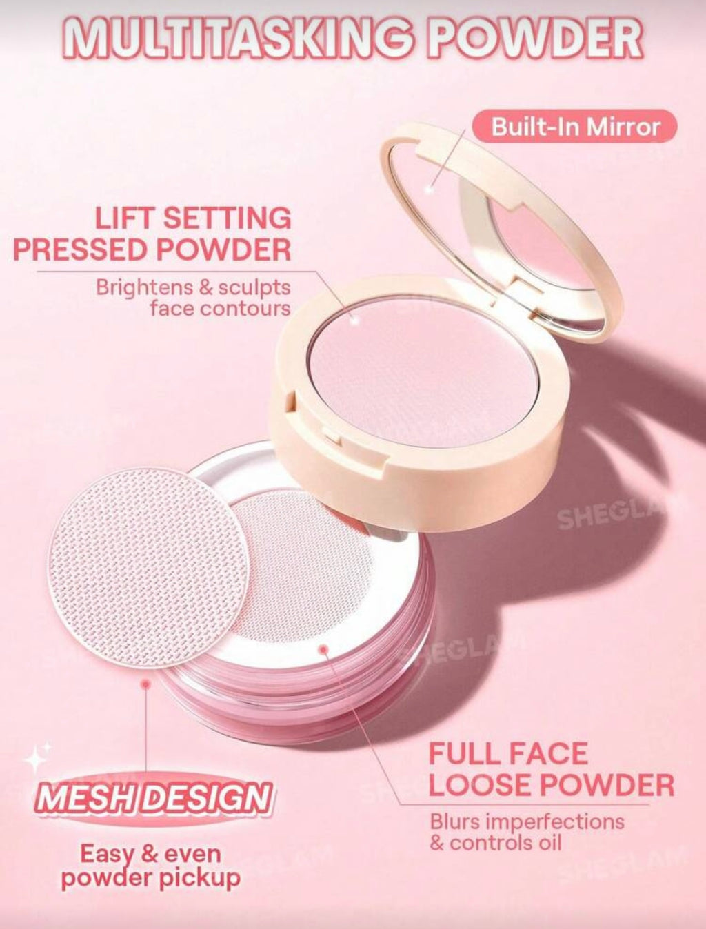 Insta-Ready Ultra-Fine Blur & Lift Setting Powder Duo | SHEGLAM